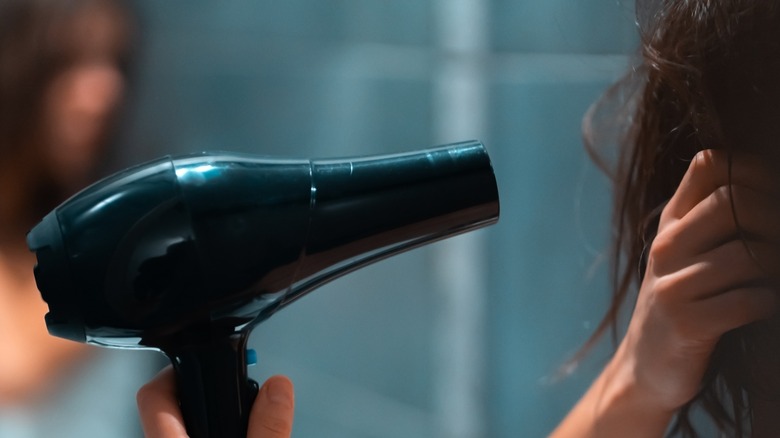 using hairdryer