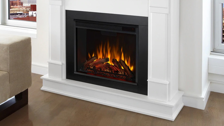 white electric fireplace 