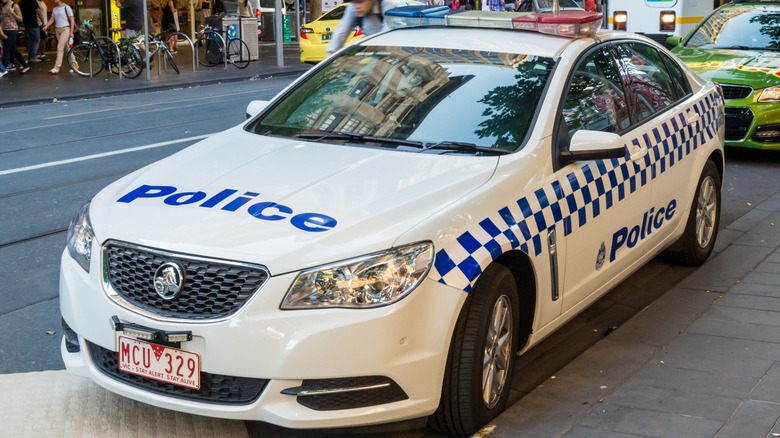 parked Australian Holden police car