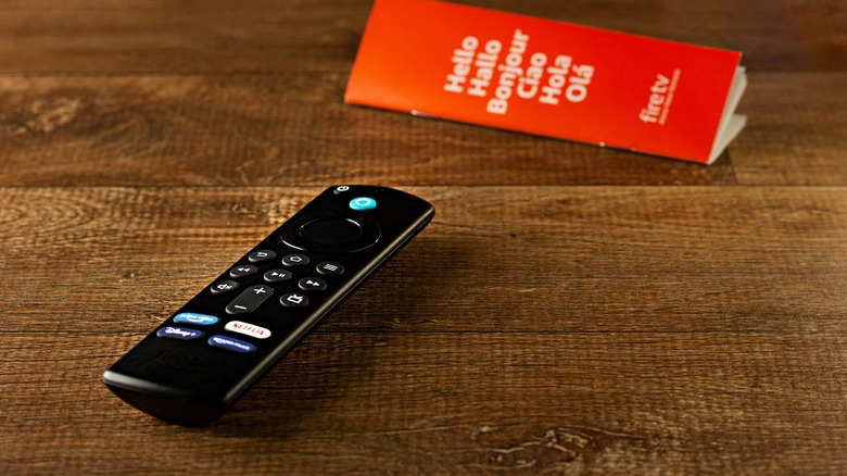 Fire TV remote on a wood table