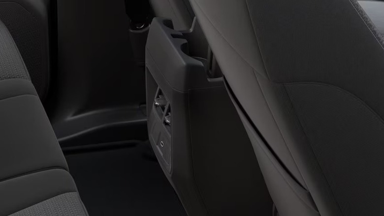 A view into the rear seat floor of a GMC Canyon.