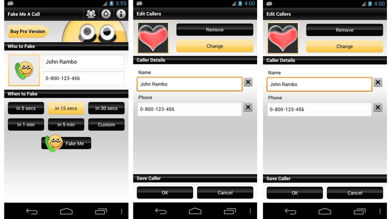 Fake Me A Call Android screenshots