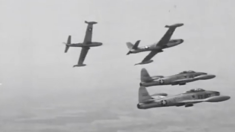 F-84 Thunderjets Flying In Formation