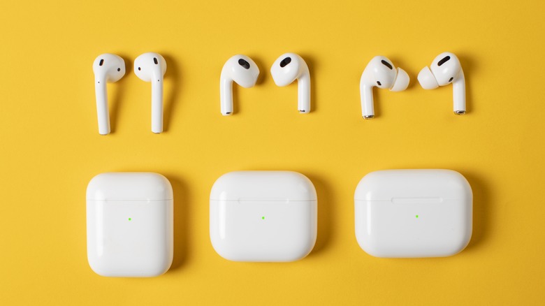 AirPods models on yellow background