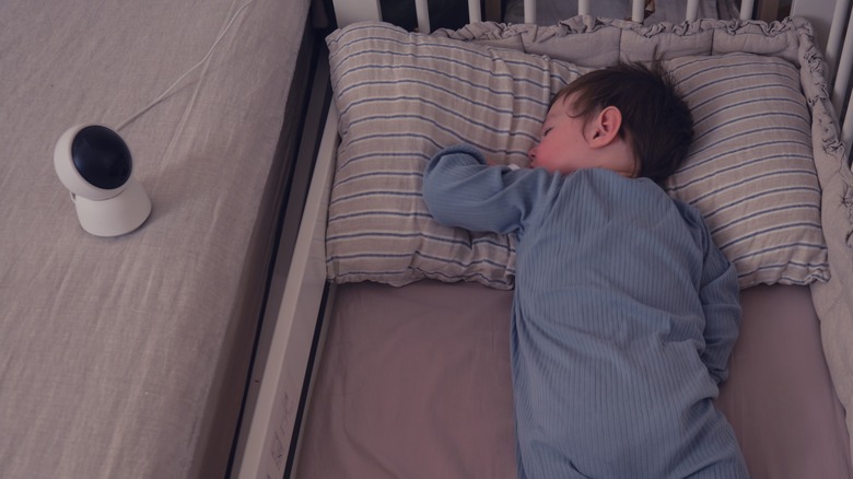 video camera overlooking baby in crib