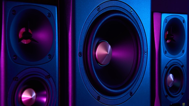 speakers in purple hue