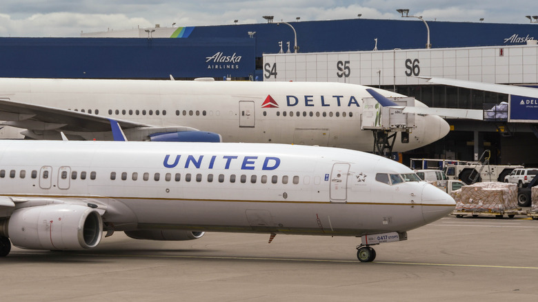 Two planes from different aircraft companies together