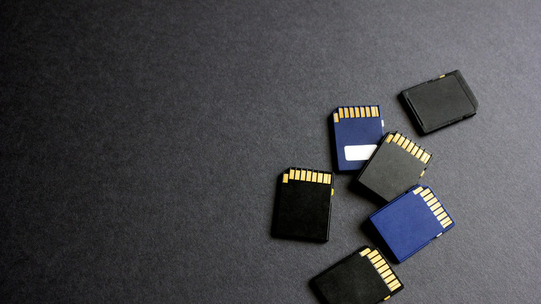 SD cards on black surface