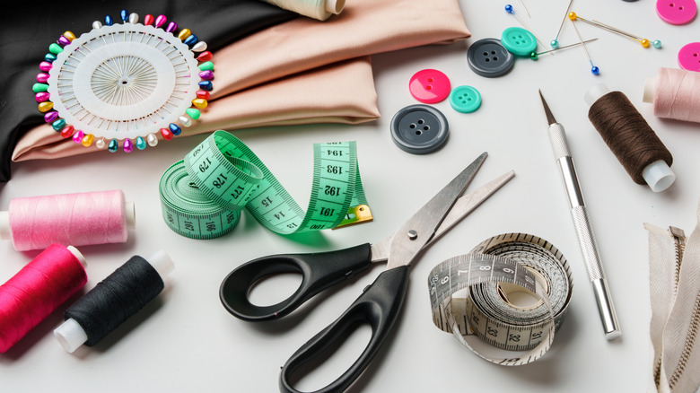 Craft tools on white table