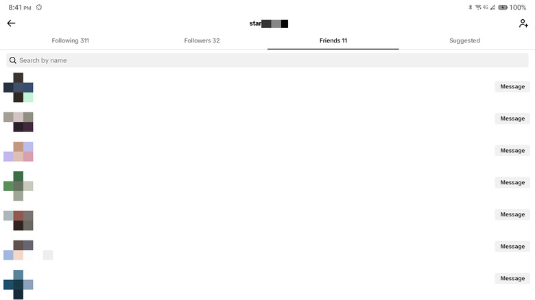 Friends list in TikTok