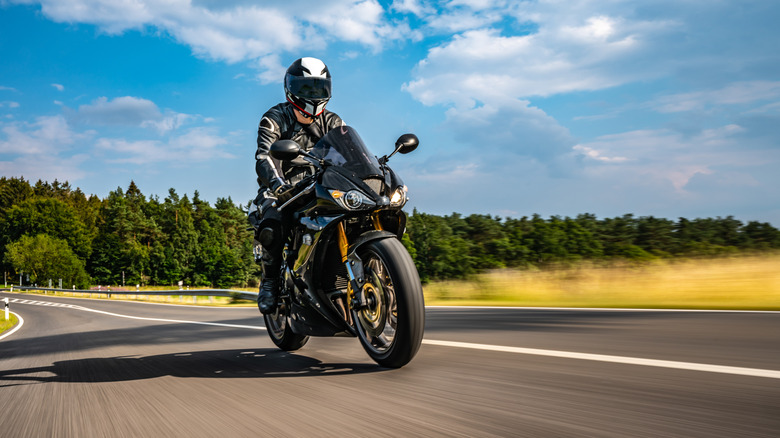 motorcycle driver on roadway