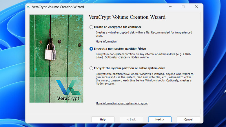 VeraCrypt volume creation wizard on Windows