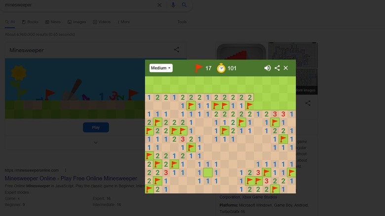 Google's Minesweeper Easter egg