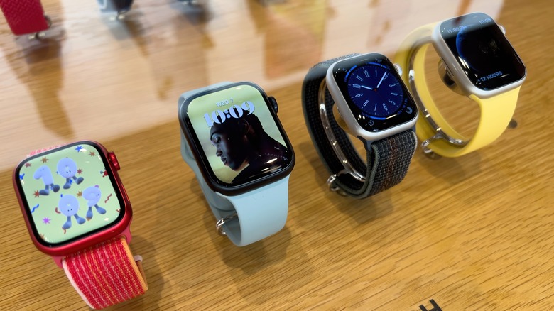multiple Apple watches in a row