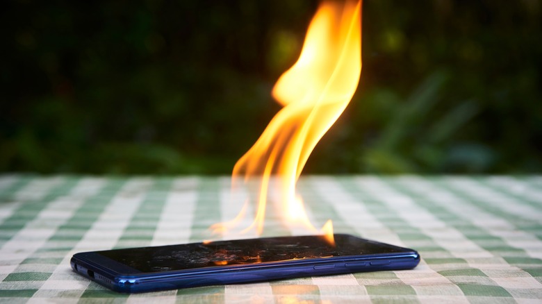 flame coming out a smartphone