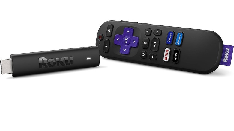 A Roku streaming stick and remote