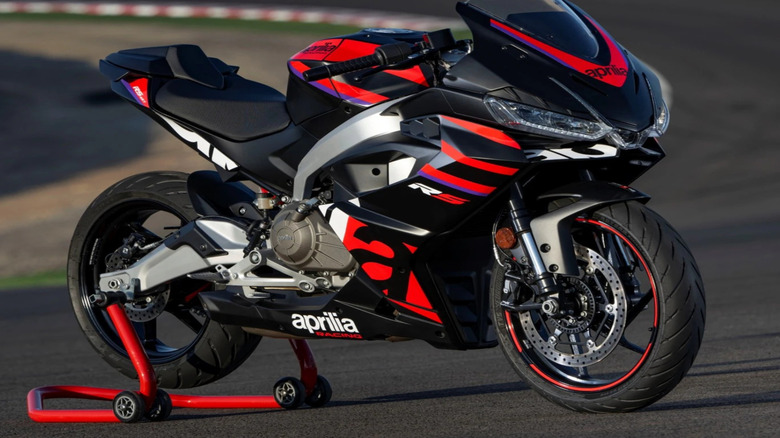 An Aprilia RS 457 motorcycle at rest