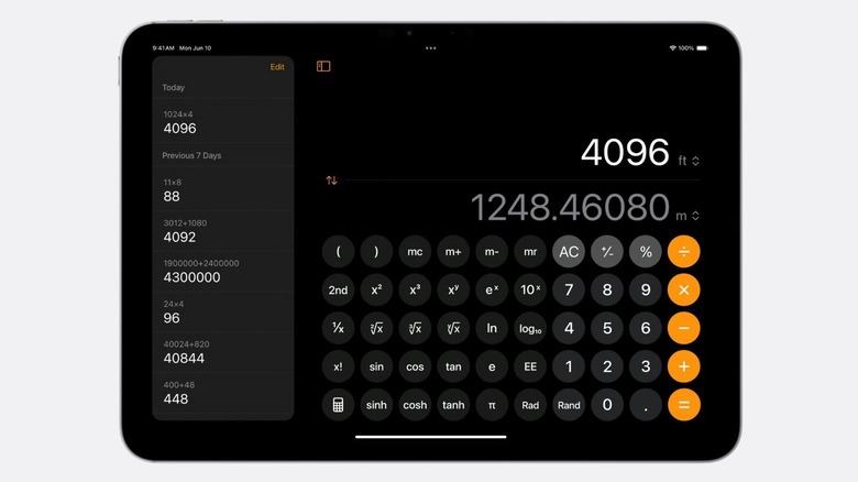 Calculator app on iPad