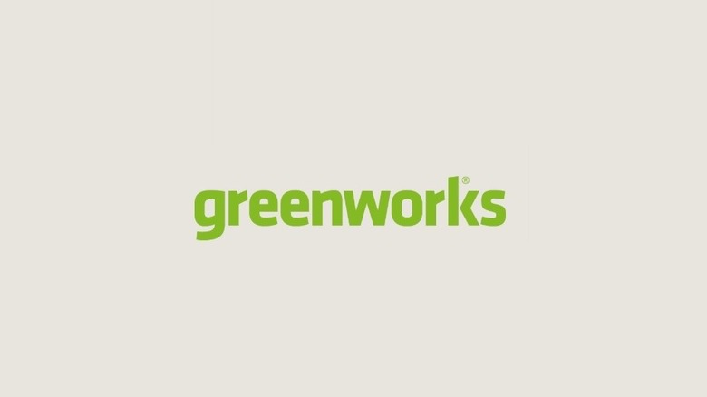 Greenworks logo in green and off-white