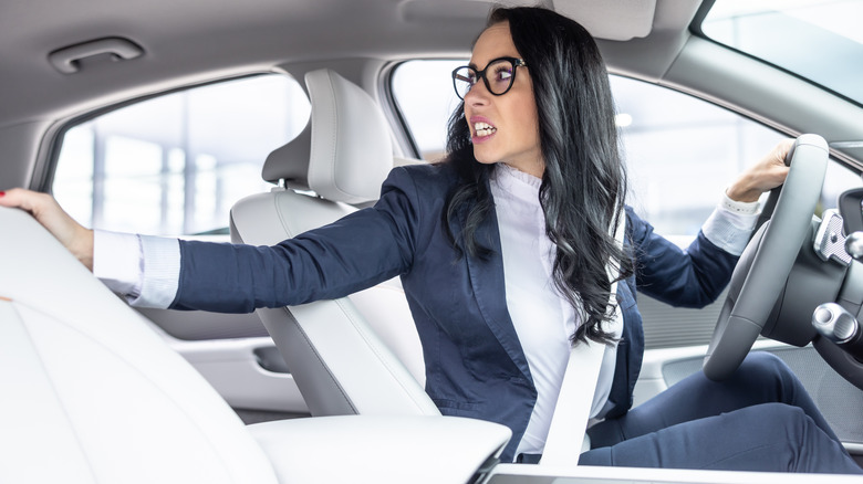 Nervous Driver Reversing Car