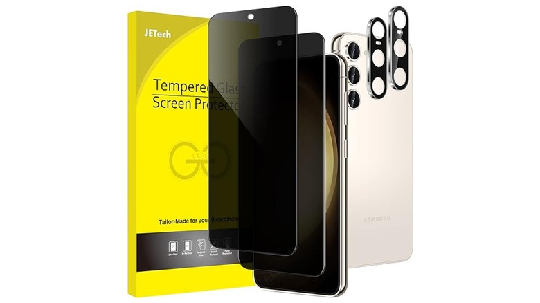 Phone with JETech tempered glass and lens protector