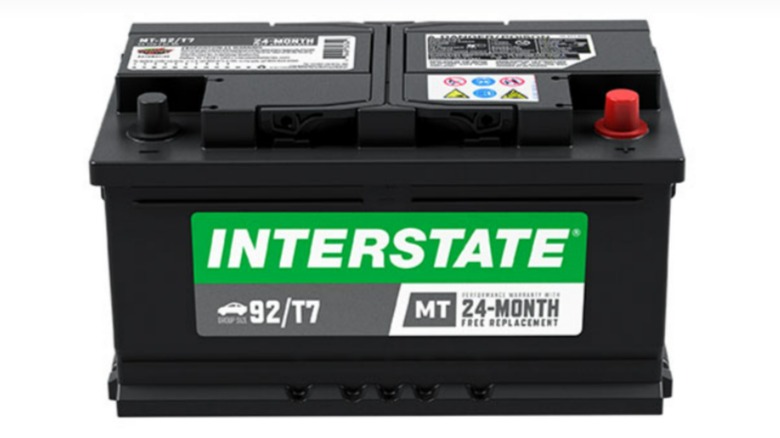 A stock image of an Interstate car battery.