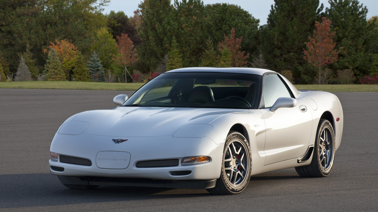 White Chevrolet Corvette parked