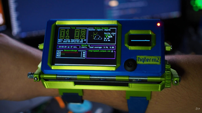 The hgDeck wrist-mounted cyberdeck, powered by a Raspberry Pi.