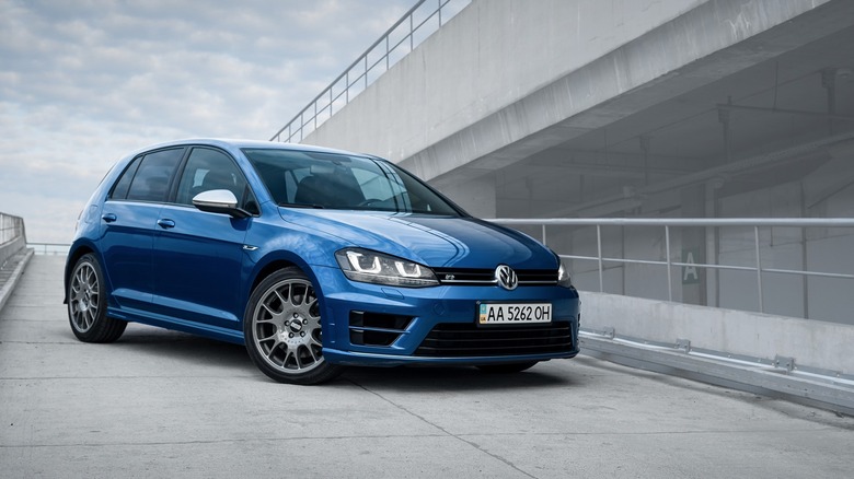 Blue Volkswagen Golf R Hatchback