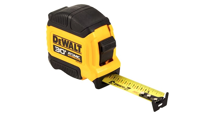 DeWalt tape measure with ruler exposed