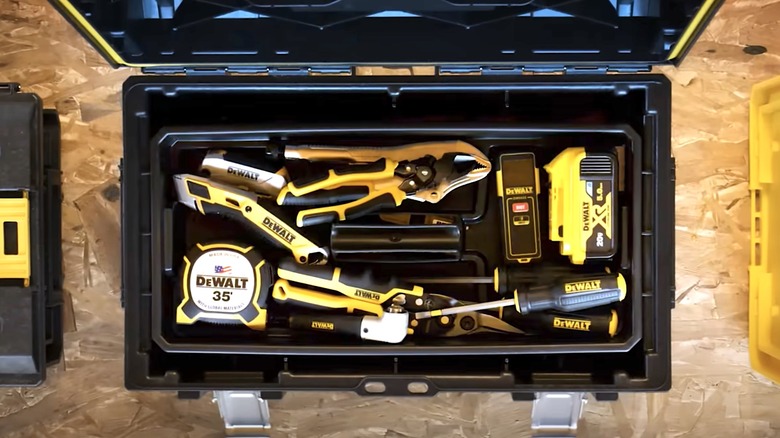 DeWalt tools in a tool box