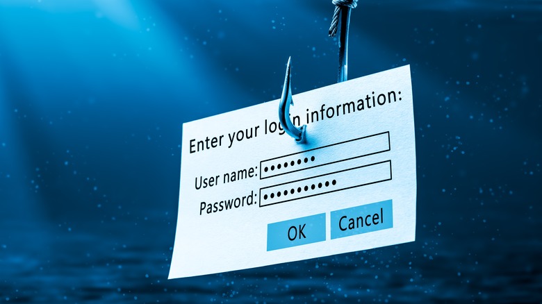 phishing login information fish hook illustration