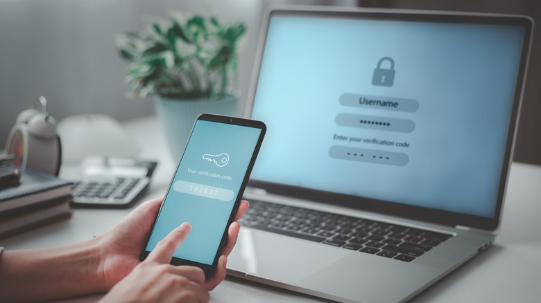 person using two factor authentication