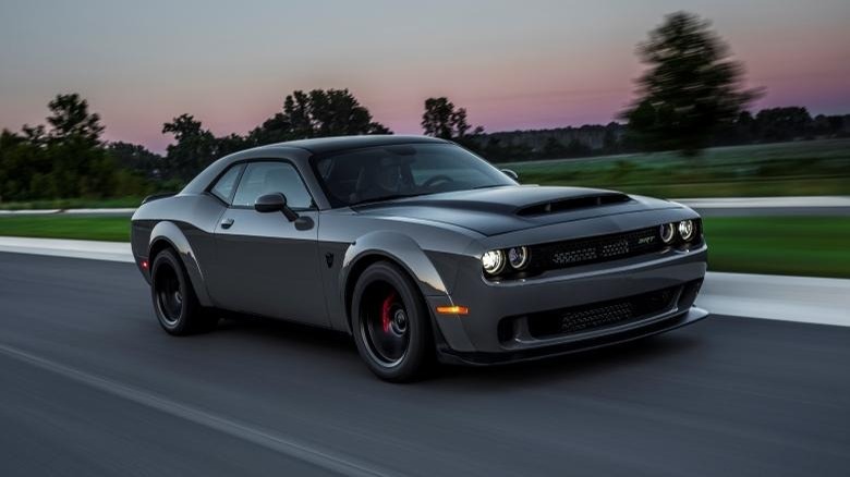 Black Dodge Challenger SRT Demon driving