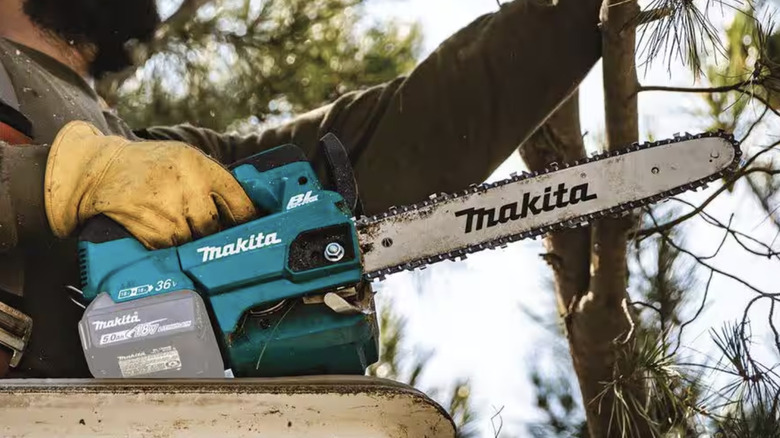 using Makita chainsaw