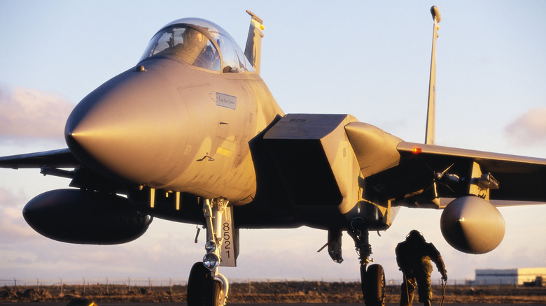 F-15 Eagle taxiing on tarmac