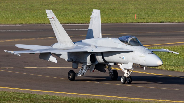 F/A-18 Hornet taxiing on runway