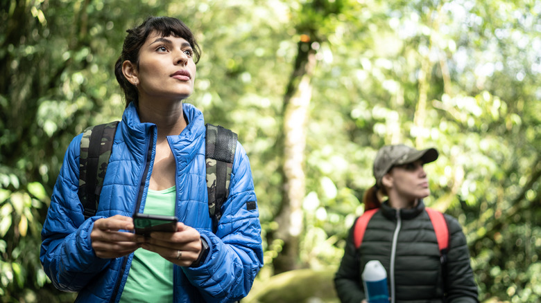 two women hiking