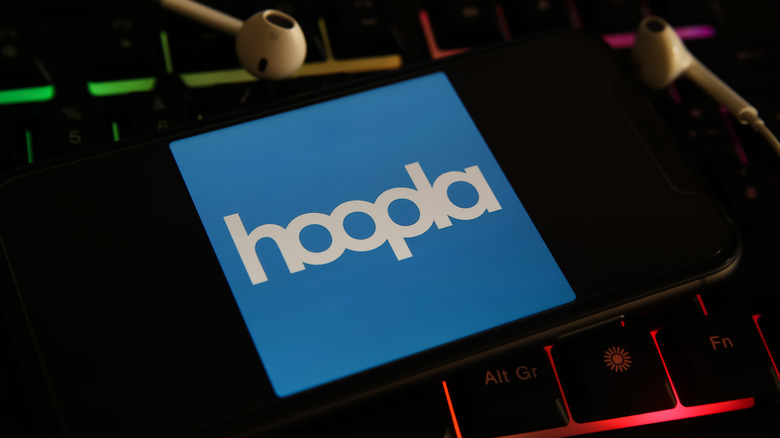 Phone with Hoopla logo