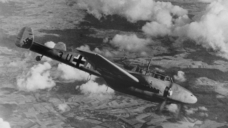 A Messerschmitt Bf 110 flying over Poland