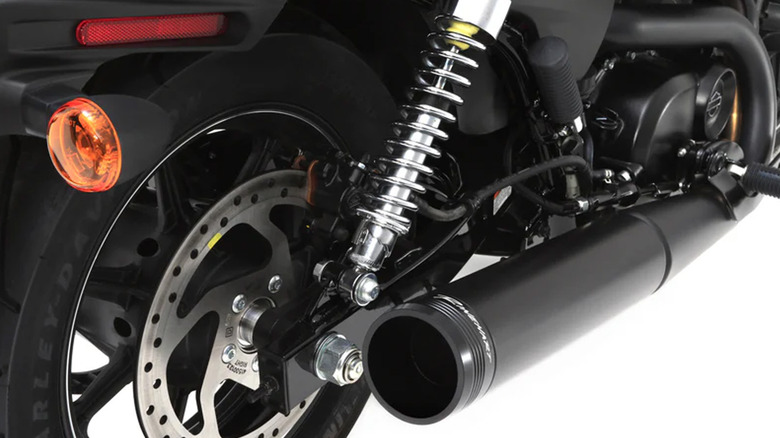 Rinehart Racing slip-on exhaust mounted on bike