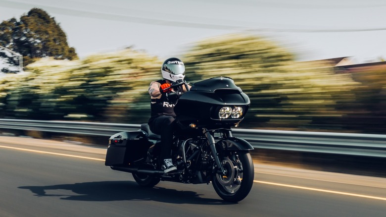 motorcycle rider on highway