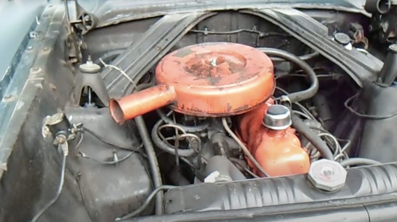 1964 1/2 Ford 170 cubic inch inline-six engine with orange air cleaner and valve covers