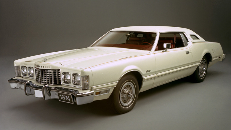 Front quarter view of 1974 Ford Thunderbird parked in studio