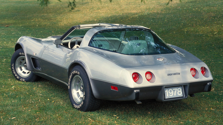 1978 Chevy Corvette rear quarter view parked on grass