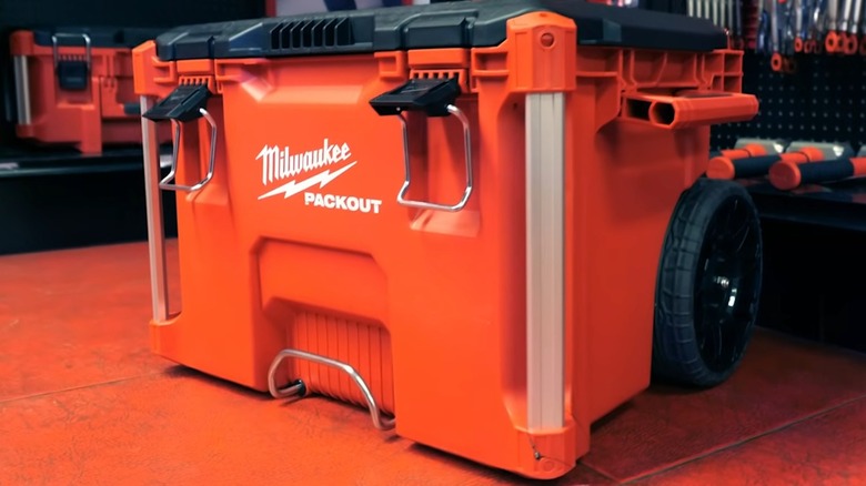 A Milwaukee Packout tool box on wheels.