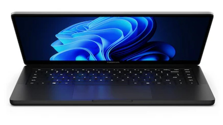 A Nokia laptop with a blue wallpaper.