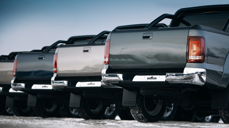 pickup cars lined up