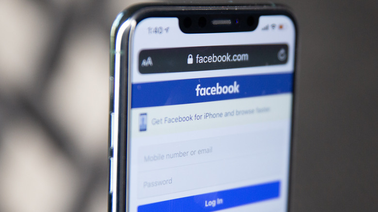 Facebook opened on smart phone 