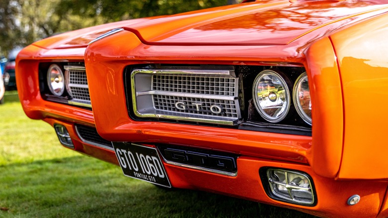 Orange 1969 Pontiac GTO front bumper